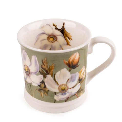 White Poppy Green Tankard Mug - Image 2