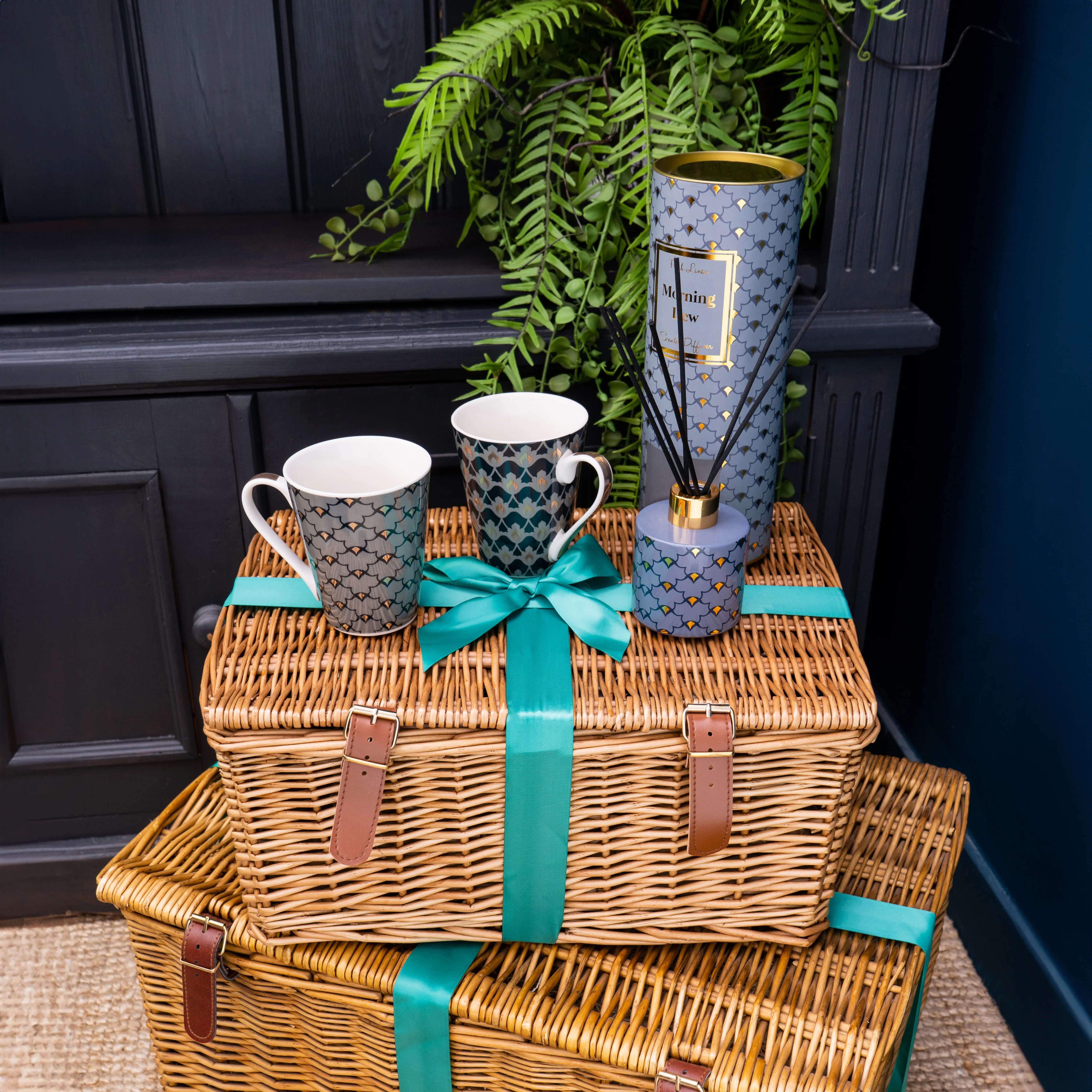 Tea at Hyde Park Gift Hamper in a Brown Woven Basket