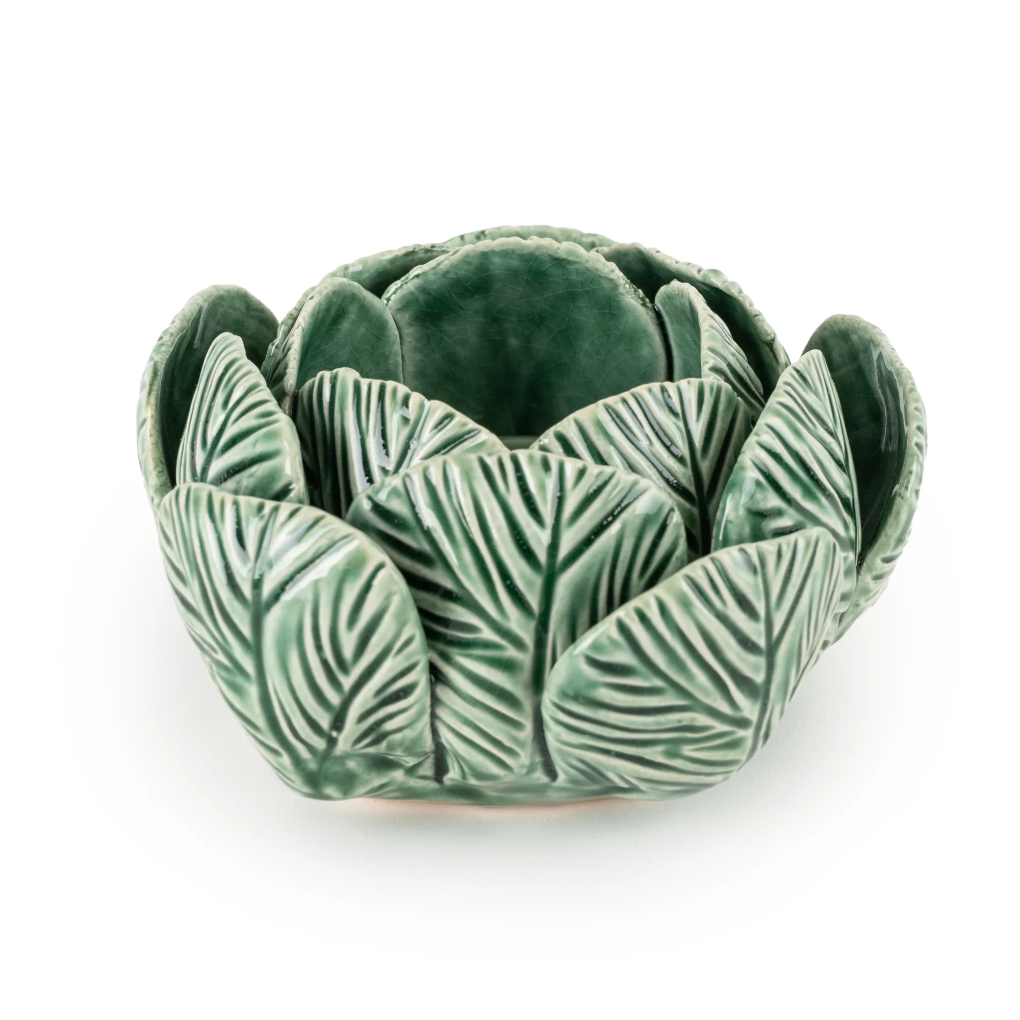 Ceramic Tealight Holder Green Reactive Glaze - Image 2