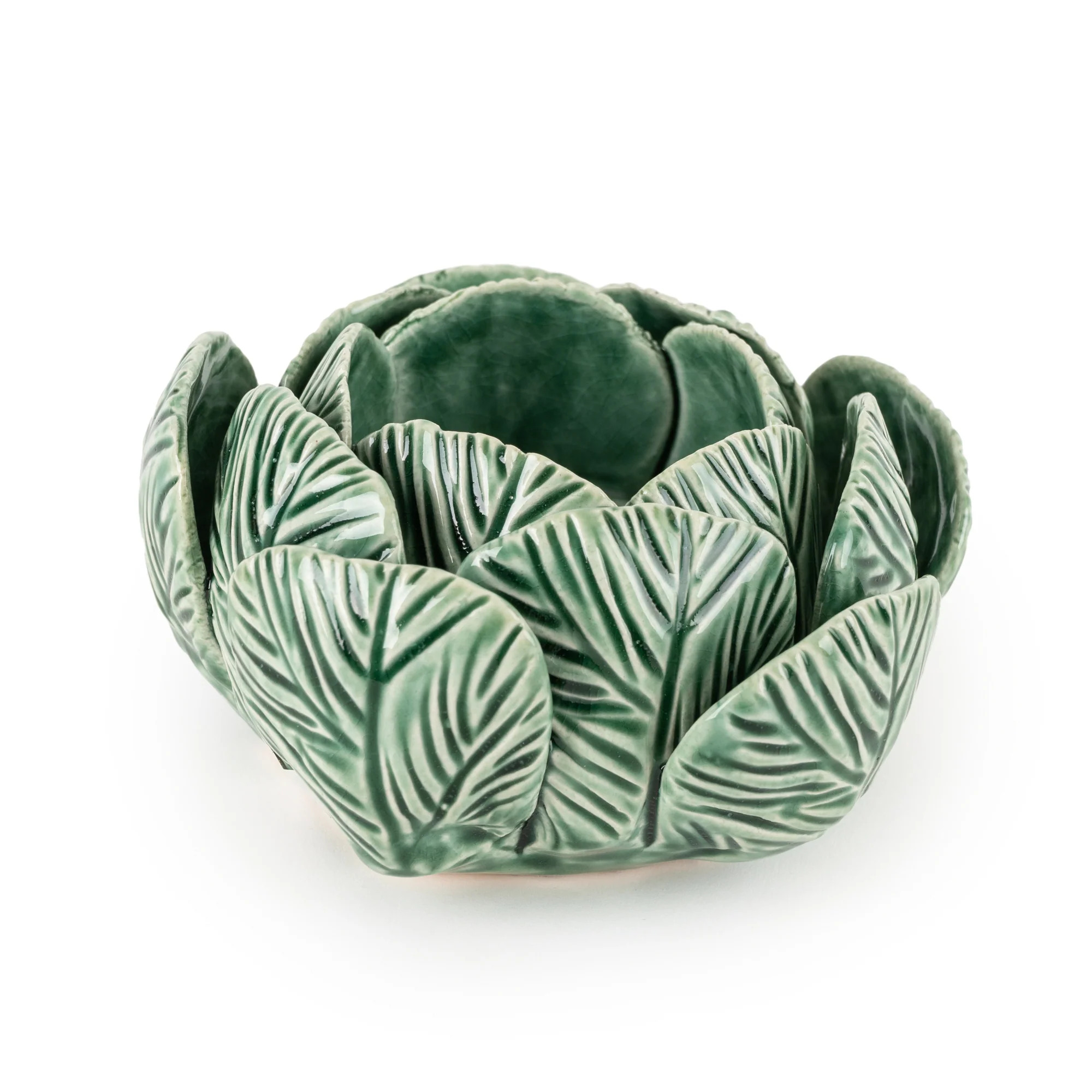 Ceramic Tealight Holder Green Reactive Glaze - Image 3