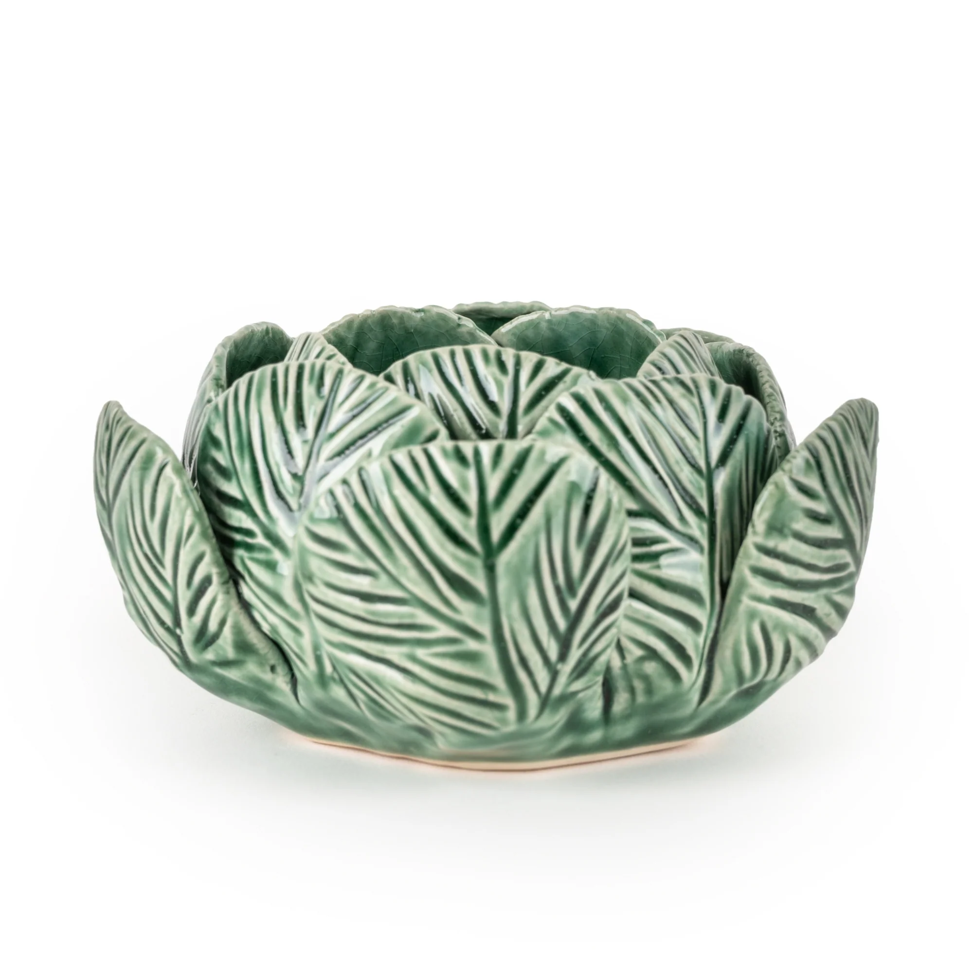 Ceramic Tealight Holder Green Reactive Glaze - Image 4