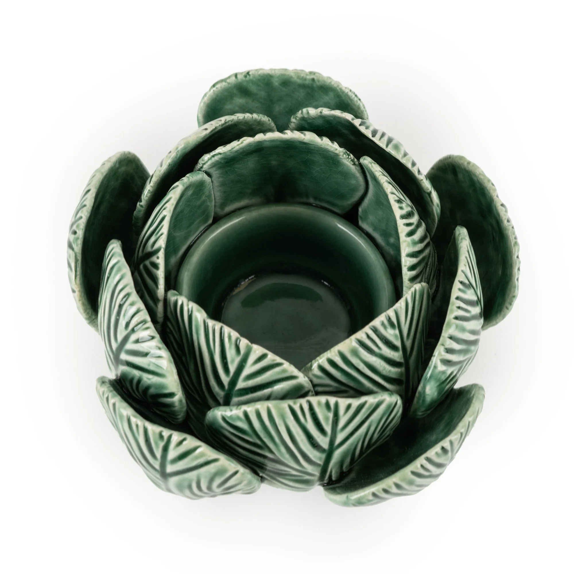 Ceramic Tealight Holder Green Reactive Glaze - Image 5