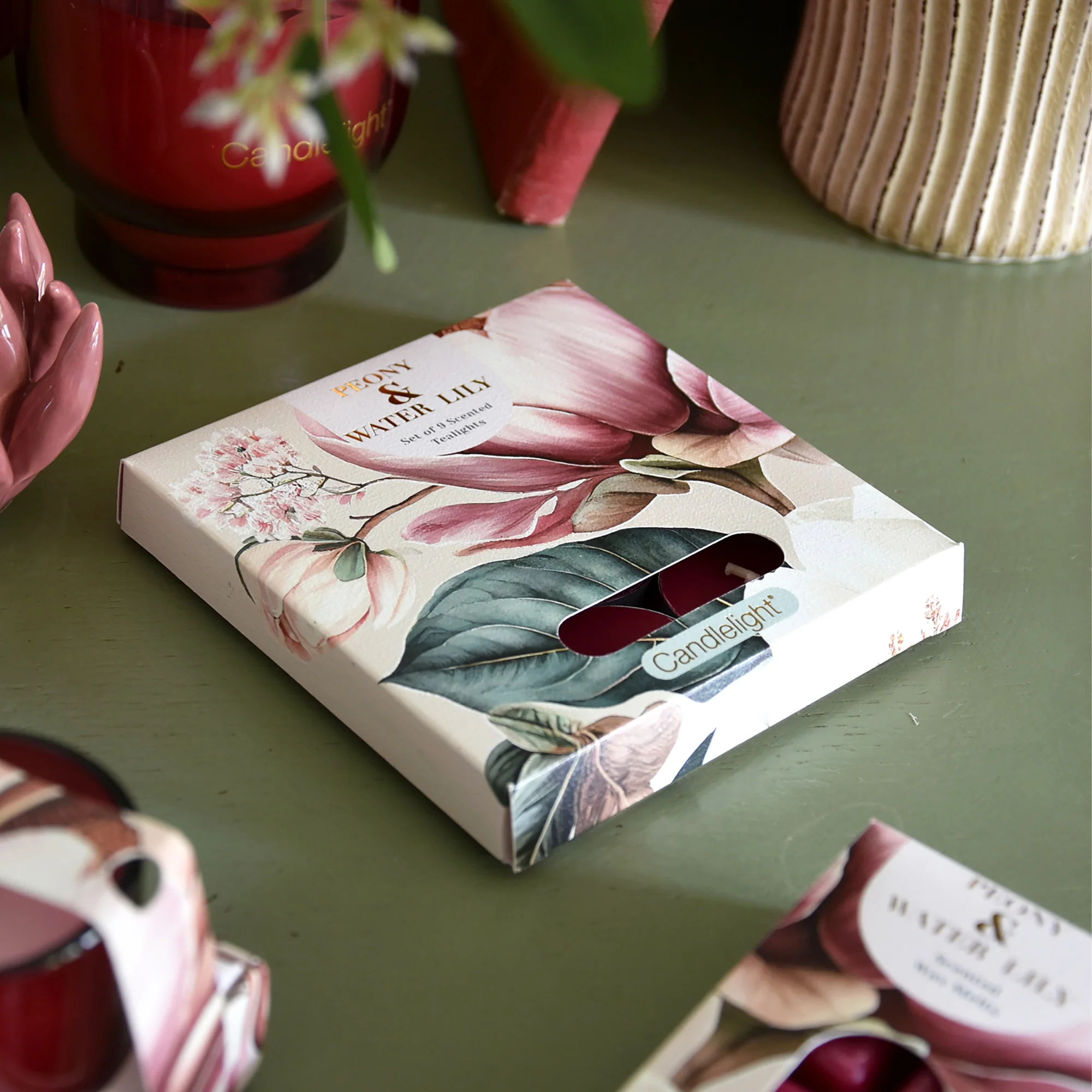 Set of 9 Peony & Water Lily Tealights - Image 2