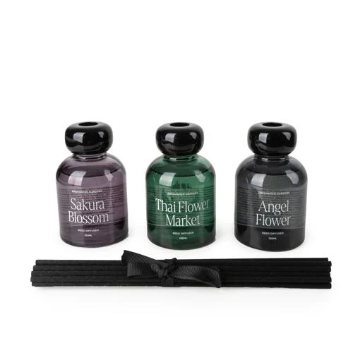 Thai Floating Flower Market Scent, Sakura Blossom Scent & Angel Flower Scent Set Of Reed Diffusers In Gift Box - Image 5