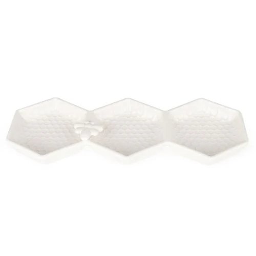 Three-Section Ceramic Dip Dish with Bee Detail - Image 3