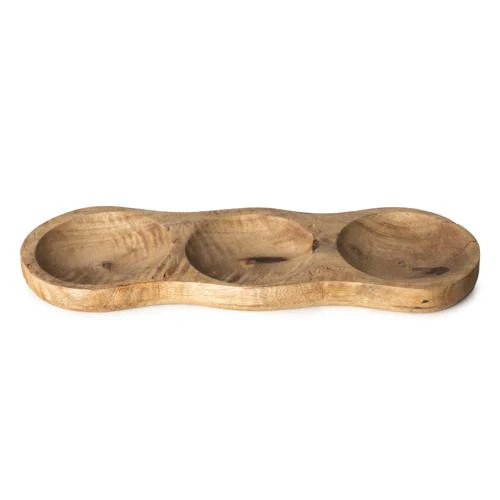 Three-Section Mango Wood Dip Dish - Image 2
