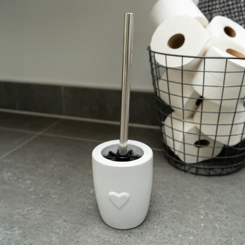Embossed Heart Toilet Brush Holder