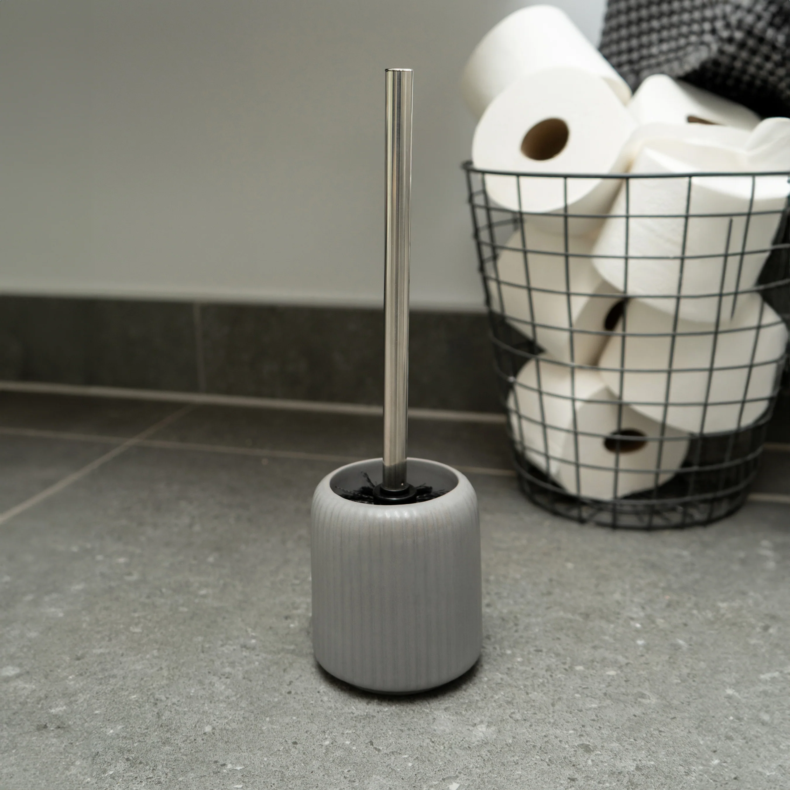 Sleek Matt Grey Toilet Brush Holder