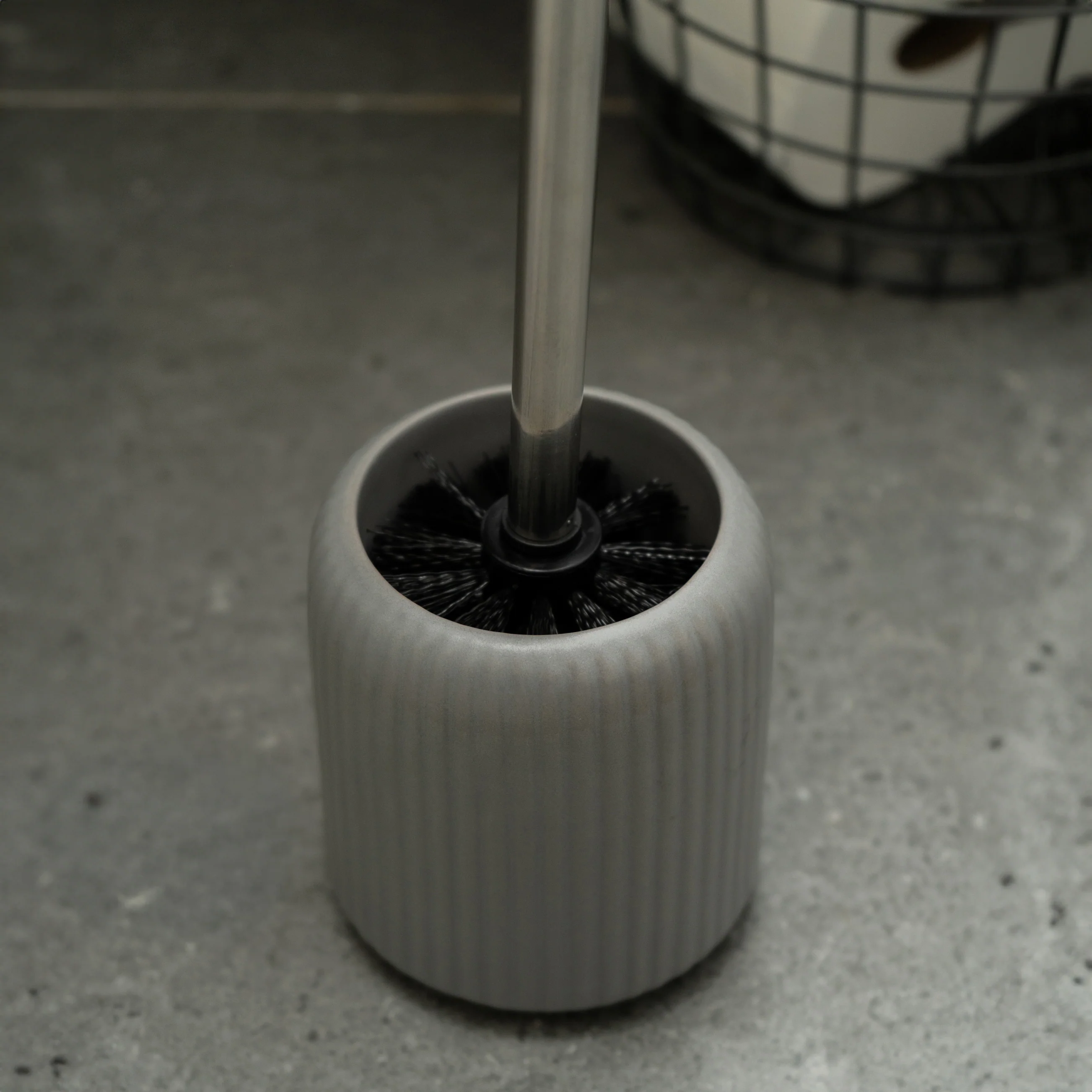 Sleek Matt Grey Toilet Brush Holder - Image 2