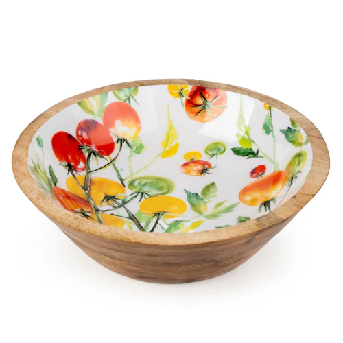 Large Mango Wood Bowl Tomatoes - Image 2