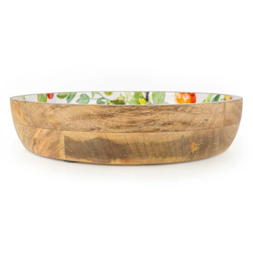 30cm Rounded Bowl Mango Wood Tomatoes - Image 3