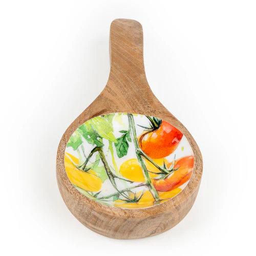 Spoon Rest Mango Wood Tomatoes - Image 3