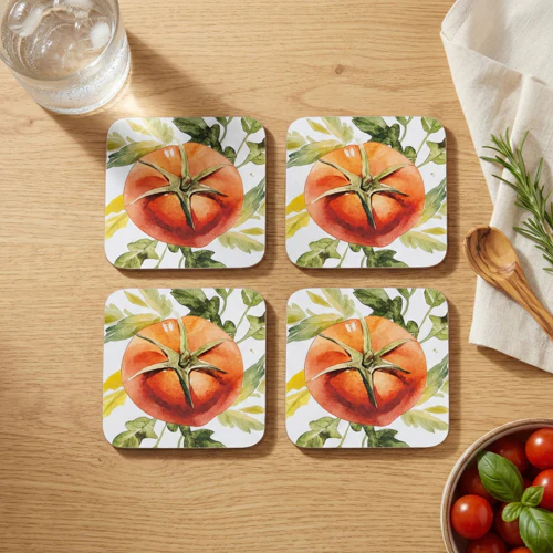 Set of 4 Coasters Tomatoes