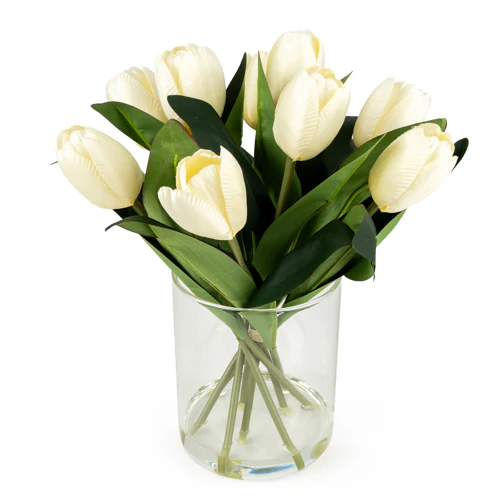 Tulips Bouquet in Glass Vase – Elegant Tulip Flower Arrangement - Image 2