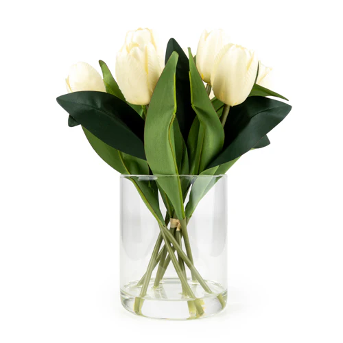 Tulips Bouquet in Glass Vase – Elegant Tulip Flower Arrangement - Image 3