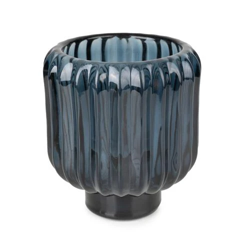 Two-Way Blue Ridged Glass Candleholder - Image 3