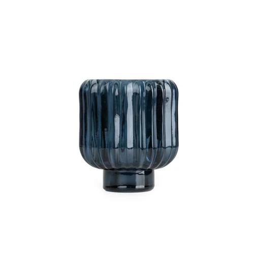 Two-Way Blue Ridged Glass Candleholder - Image 5