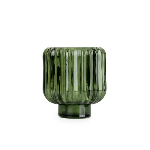 Green Two-Way Ridged Glass Candleholder - Image 6