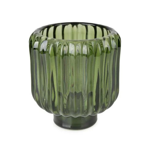 Green Two-Way Ridged Glass Candleholder - Image 7