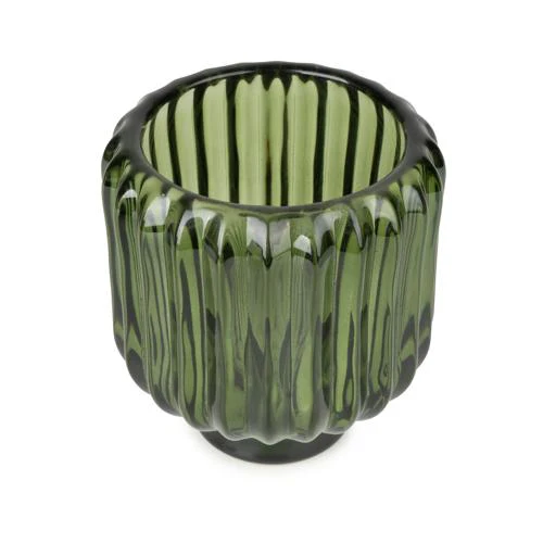 Green Two-Way Ridged Glass Candleholder - Image 8