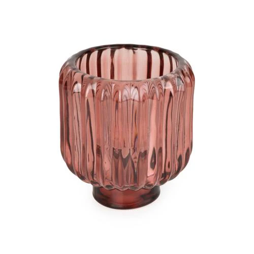 Two-Way Plum Ridged Glass Candleholder - Image 3