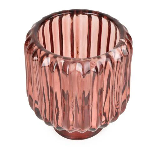 Two-Way Plum Ridged Glass Candleholder - Image 4