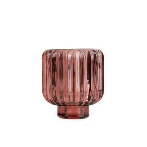 Two-Way Plum Ridged Glass Candleholder - Image 5