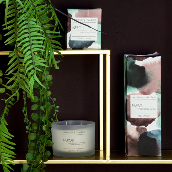 Two Wick Neroli Cotton Scented Candle in a Frosted Glass Jar