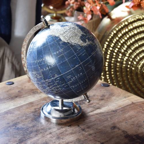 Vintage Navy Blue World Globe