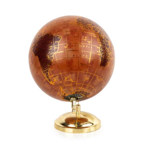 Vintage Orange & Burgundy World Globe with Gold Detailing - Image 5