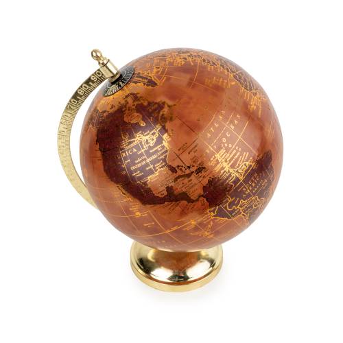 Vintage Orange & Burgundy World Globe with Gold Detailing - Image 6