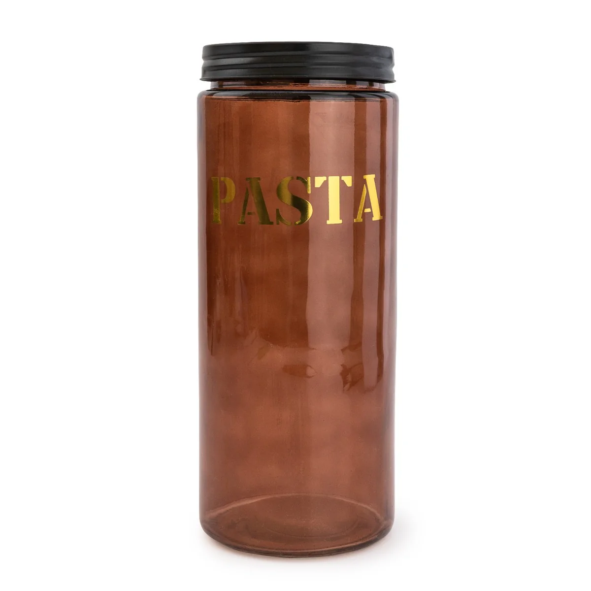 Vintage Style Glass "Pasta" Storage Jar in Amber Gold - Image 2