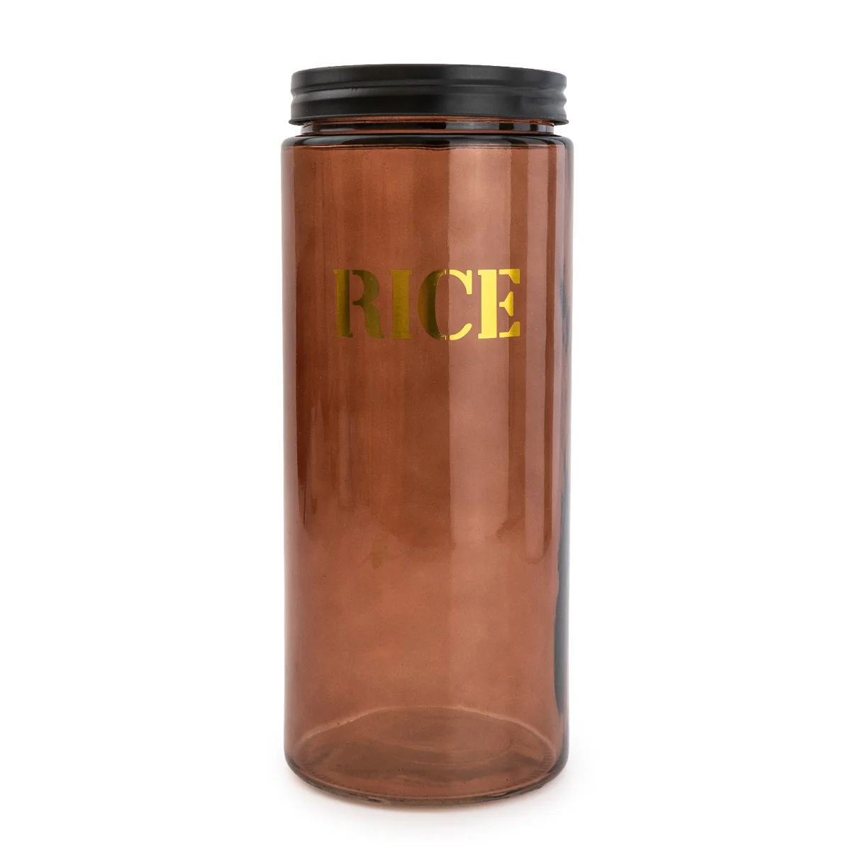 Vintage Style Glass "Rice" Storage Jar in Amber Gold - Image 2