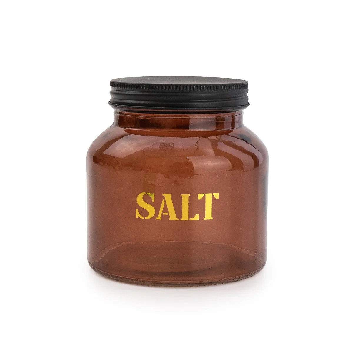 Vintage Style Glass "Salt" Storage Jar in Amber Gold - Image 2