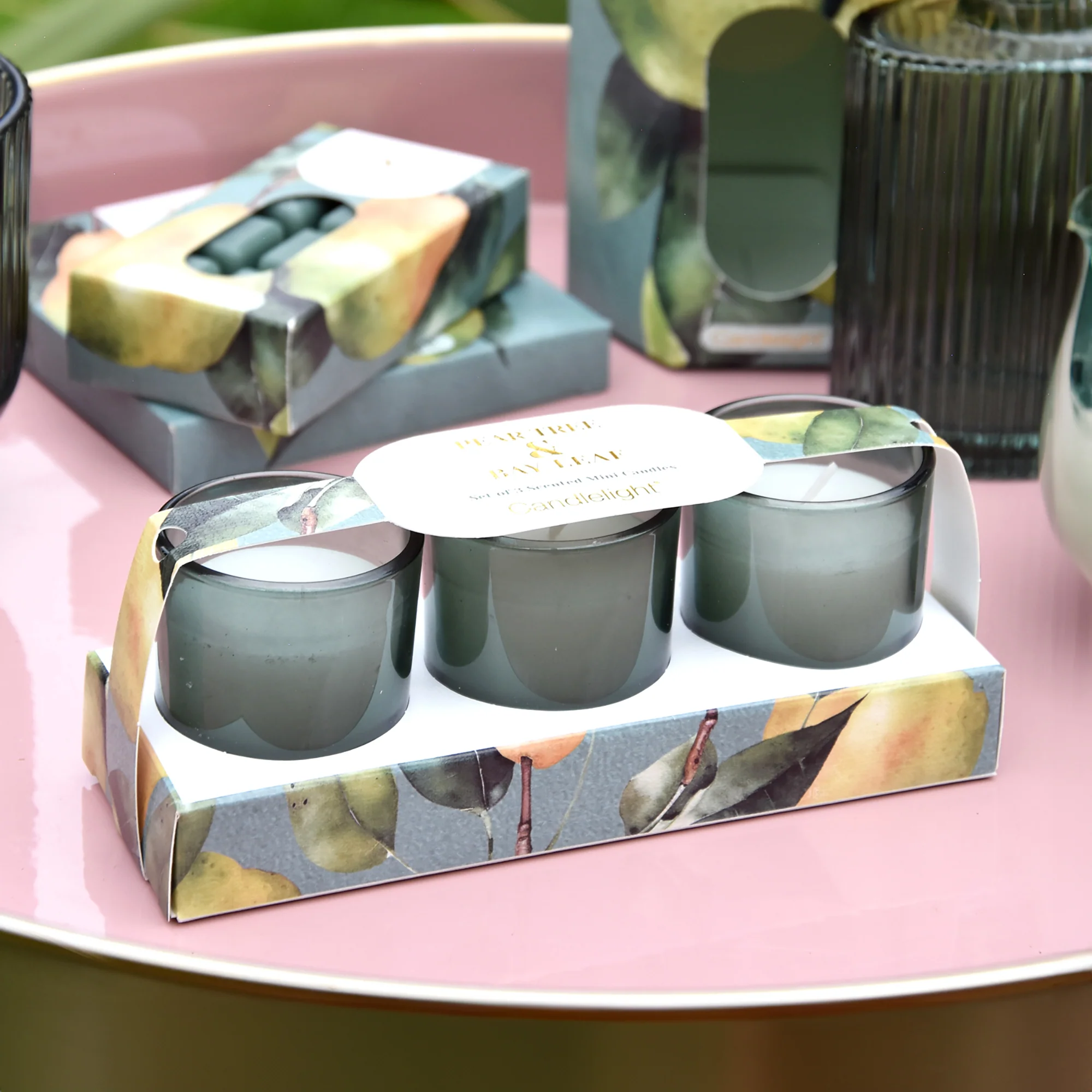 Pear Tree & Bay Leaf Votive Candle Set
