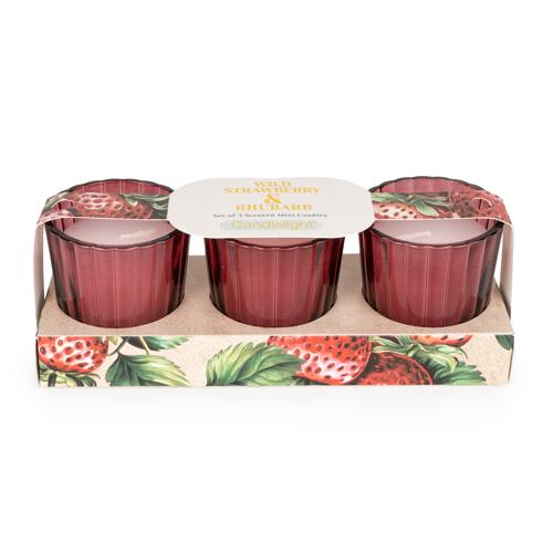 Wild Strawberry & Rhubarb 3 Pack Votive Candle Set - Image 2