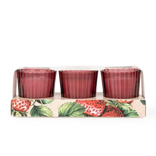 Wild Strawberry & Rhubarb 3 Pack Votive Candle Set - Image 3