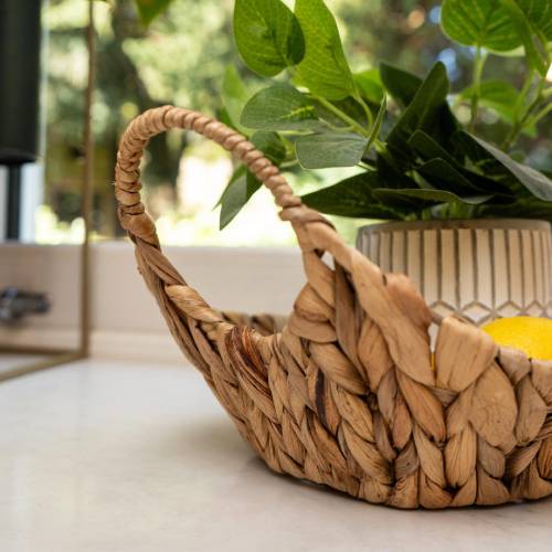 Water Hyacinth Curved Basket with Handles - Image 3