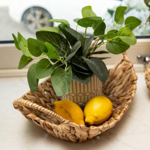 Water Hyacinth Curved Basket with Handles - Image 4