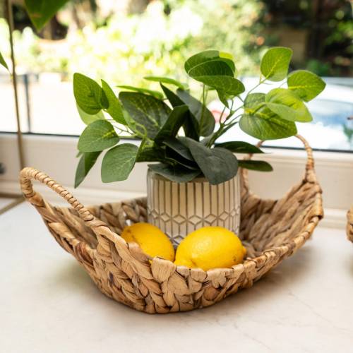 Water Hyacinth Curved Basket with Handles - Image 5