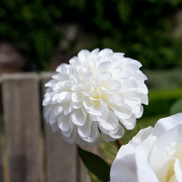 White Lifelike Faux Dahlia Flower