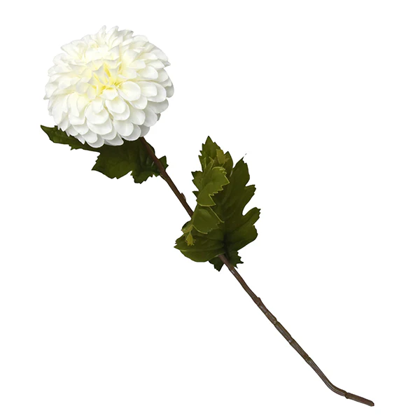 White Lifelike Faux Dahlia Flower - Image 2
