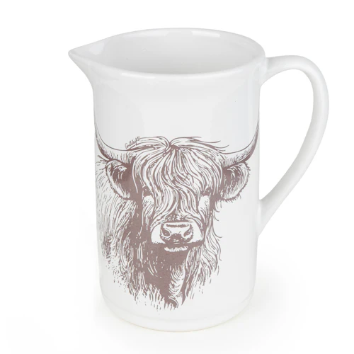 White Ceramic Highland Cow Jug   - Image 2