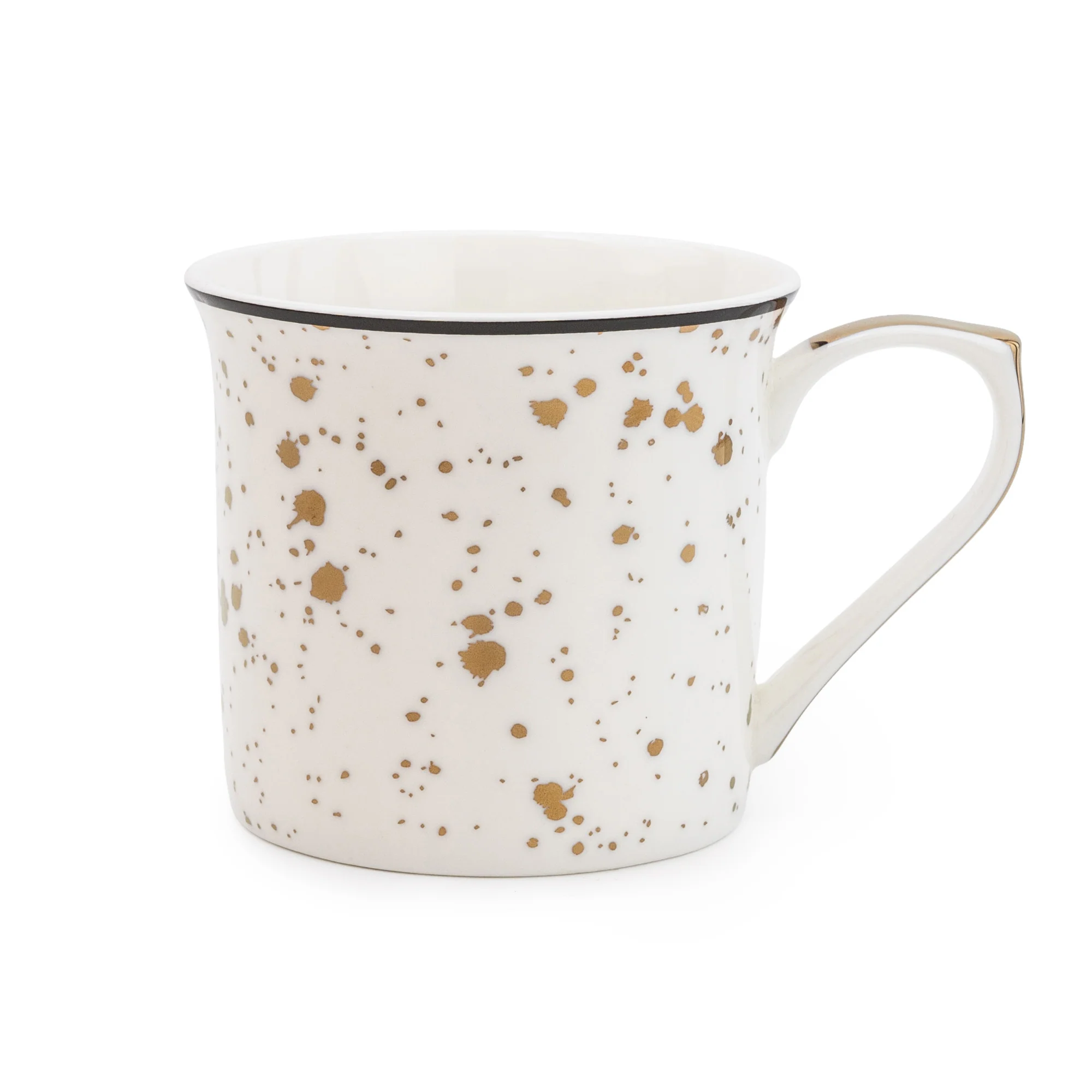 White and Gold Speckled Mug with a White Handle - Image 3