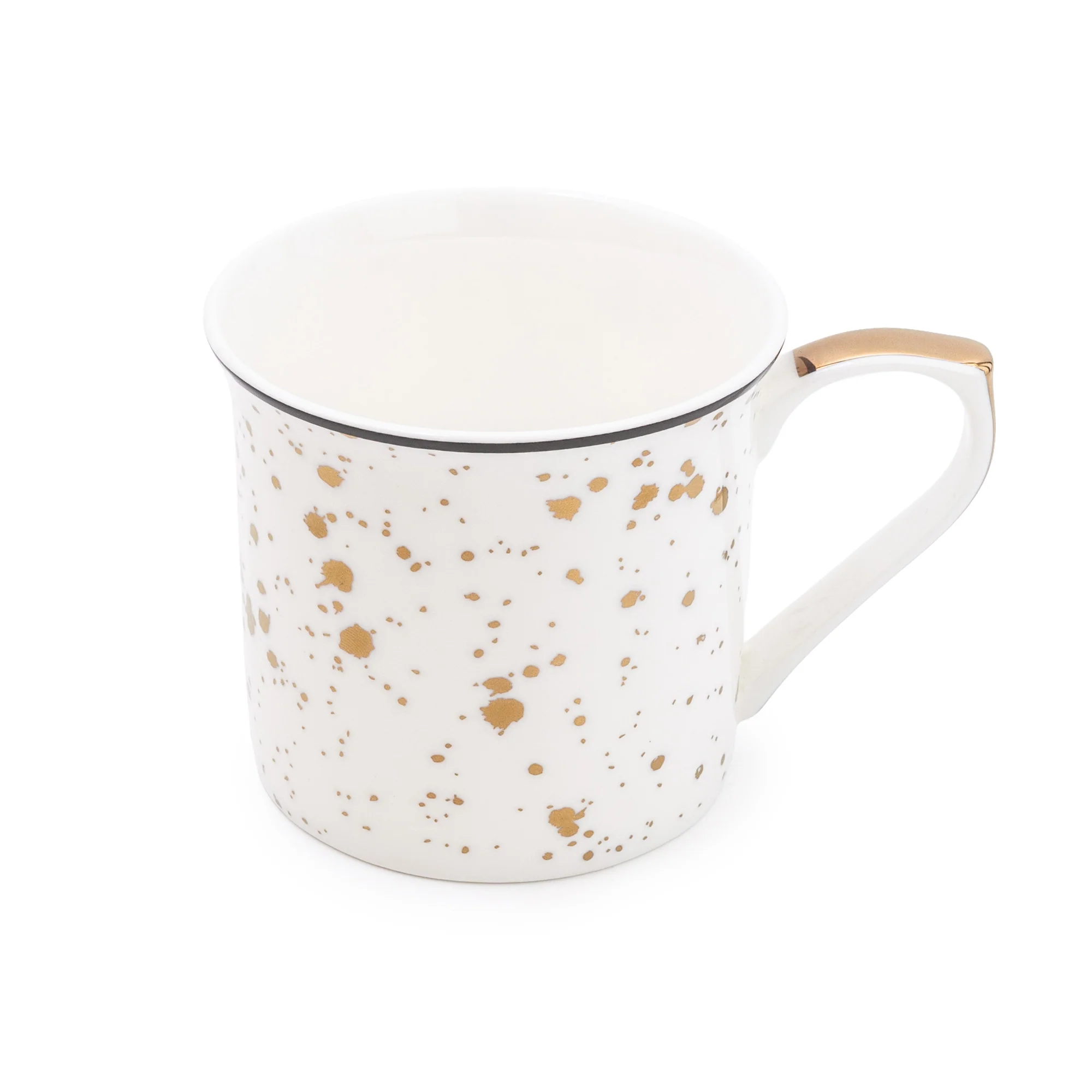 White and Gold Speckled Mug with a White Handle - Image 4