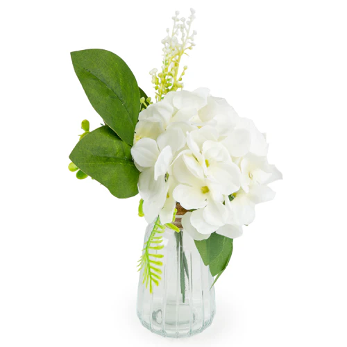 White Roses in Glass Vase – 25cm Elegant Flower Arrangement - Image 5