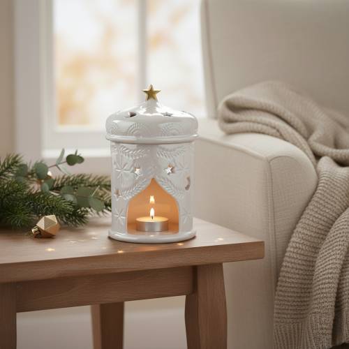 White Star & Moon Wax Melt Burner with Gold Detail