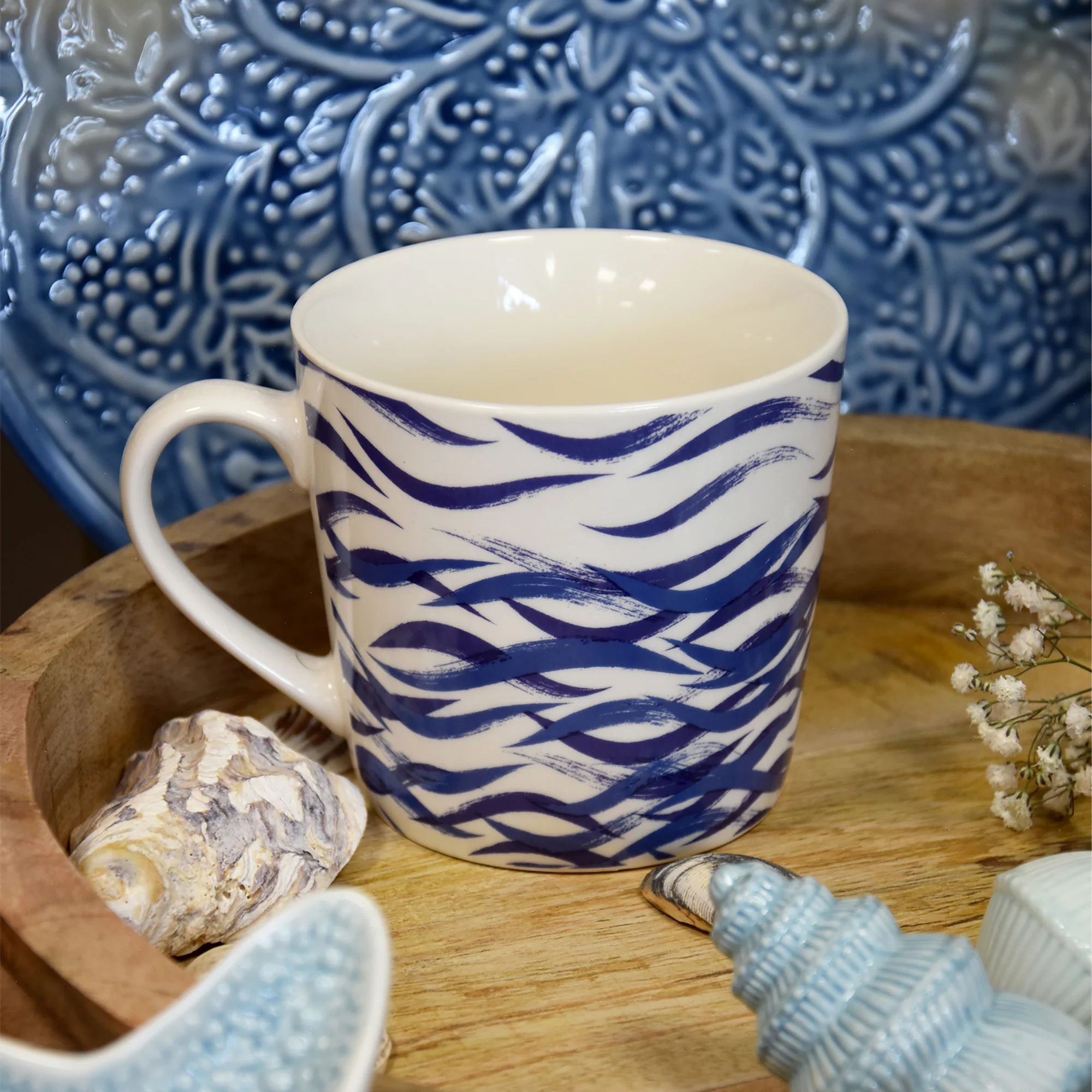 Blue Sea Waves Wide Conical Mug