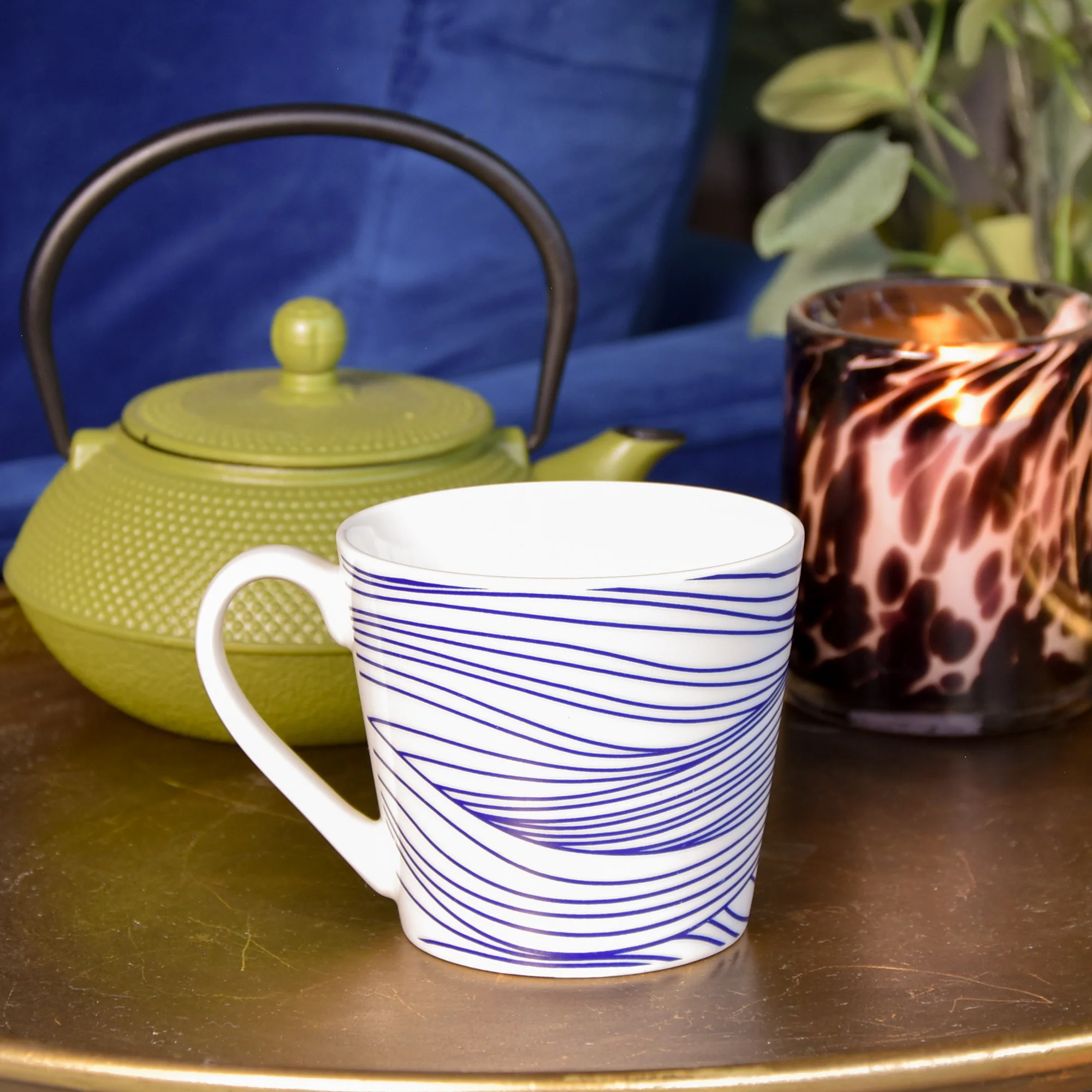 Wide Mug Nautical Blue Lines - Image 2