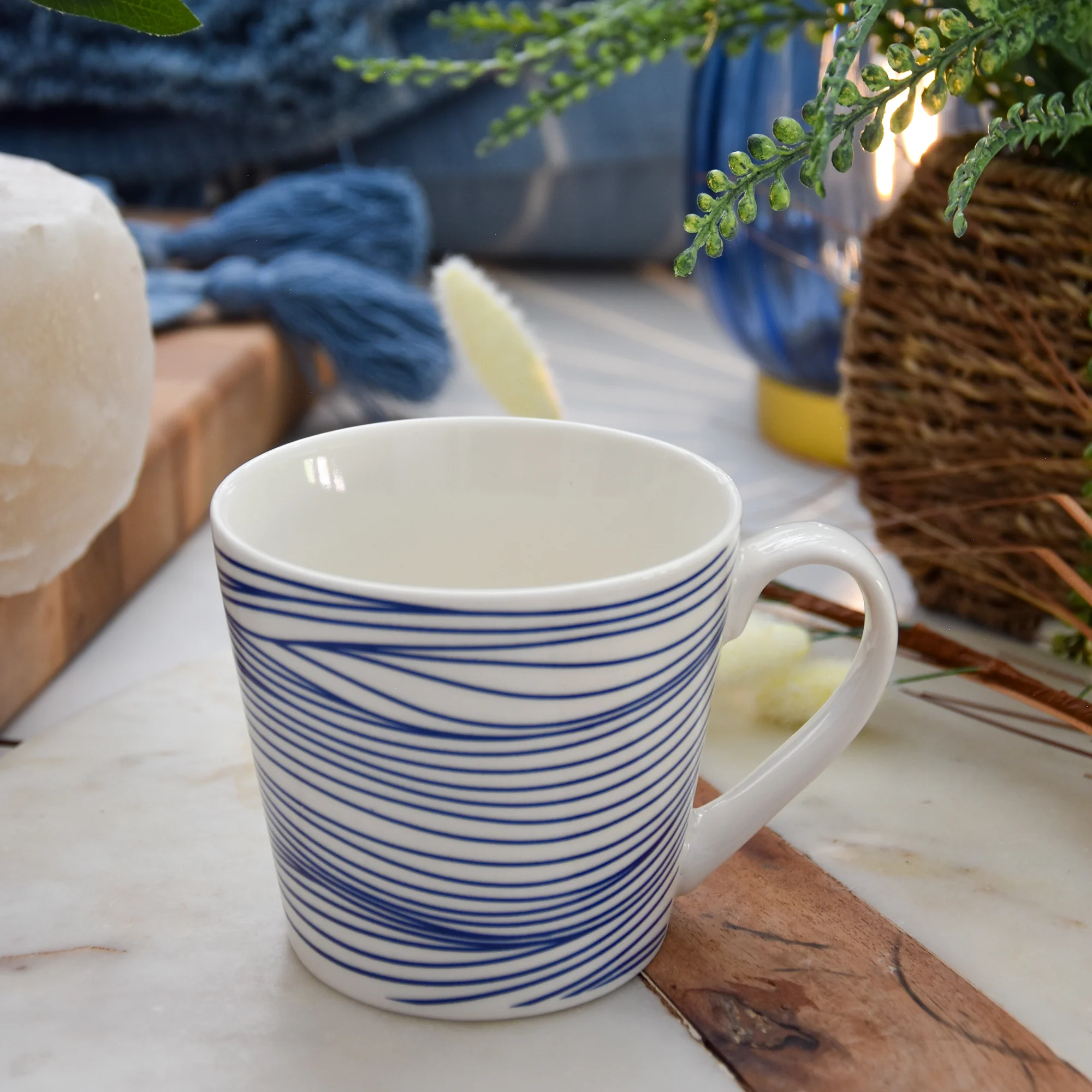 Wide Mug Nautical Blue Lines - Image 3